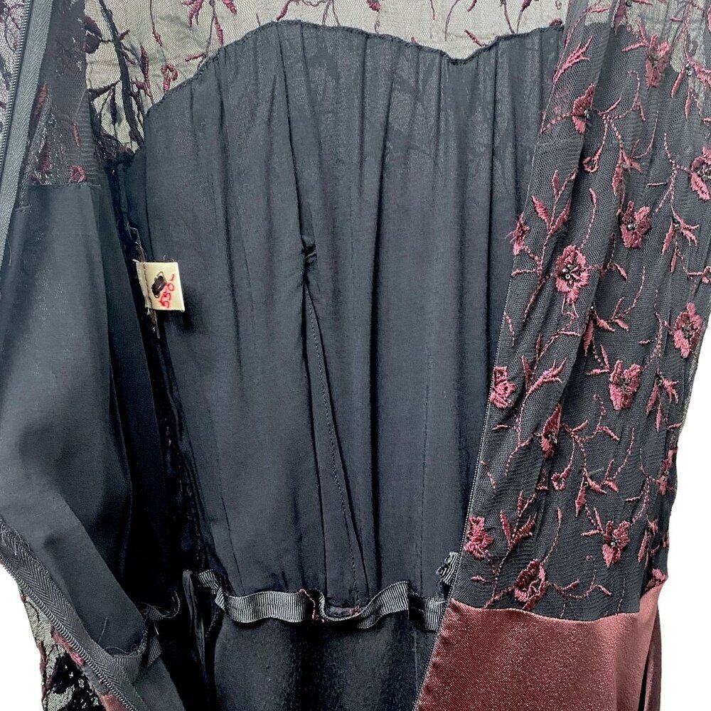 PAMELA DENNIS Couture Silk Evening Gown Sz 10 Formal Long Dress Burgundy Black - Picture 16 of 16